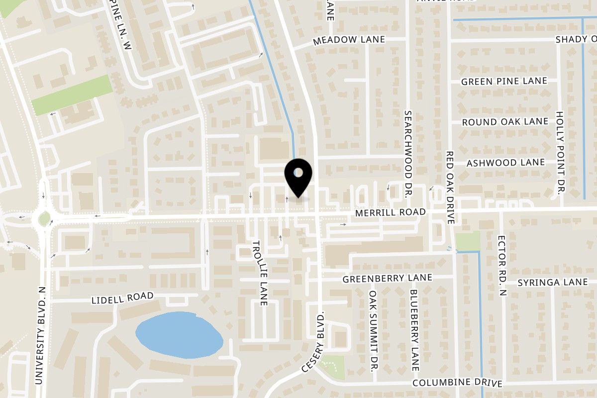 Map showing the location of University Diner on 5959 Merrill Rd in Jacksonville